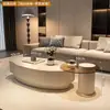 Mesa de centro de madera maciza color nogal, estilo francés minimalista moderno de lujo ligero, para uso en sala de estar, estilo wabi-sabi minimalista de alta gama color crema