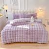 Juego de Cama de Cuatro Piezas de Terciopelo de Leche con Pelo de Conejo Color Puro Nuevo Otoño e Invierno Forro Polar Doble Cara Terciopelo Coral Sábanas Funda de Edredón