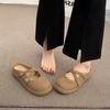 Chinelos Meio-Dedo de Sola Grossa para Uso Externo Feminino 2025 Primavera e Verão Novo Estilo Moda Francesa Casual Versátil Estilo Birkenstock