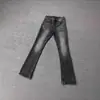 Pantalones de corte limpio estilo americano para calle, unisex, ligeramente acampanados, estilo 517, elásticos, de corte ajustado, mezclilla lavada, pantalones de pierna curva