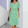 Comercio Exterior Transfronterizo Explosiones Elegante Vestido de Verano para Mujer con Estampado Digital 3D de Flores de Colores de Manga Corta