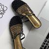 Meias Pantufas de Renda com Design de Nicho para Mulheres, Novo Estilo Verão 2026, Sandálias Planas Vazadas Tecidas Respiráveis para Uso ao Ar Livre