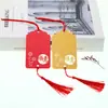 Tarjeta de Deseos con Hilo de Borla, Tarjeta Roja de Bendición, Papel Perlado, Tarjeta de Deseos Escribible, Stock Listo de Fábrica
