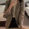 Chaqueta de Traje Básica Multicolor Estilo Coreano para Mujer Primavera/Otoño 2026, Solapa, Un Botón, Holgada, Adelgazante, Para Ir al Trabajo, Traje Pequeño