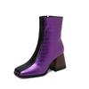 Entrega de una sola pieza comercio exterior talla grande botas de mujer combinación de colores punta cuadrada tacón grueso botines botas de moda X23120011
