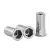 Tuerca remachable de acero inoxidable 304 con cabeza plana semi-hexagonal para agujero ciego Tuerca remachable hexagonal para agujero ciego con borde grande y patrón vertical Tuerca para agujero ciego