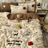 Conjunto de Roupa de Cama Classe A Quatro Peças Algodão Puro Lençóis de Cama Capa de Edredom Capa de Edredom Lençóis de Cama Conjunto de Três Peças para Dormitório de Estudante 4 Estações