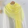 Bufanda de Algodón y Lino Plisada de Color Sólido de Venta Caliente Transfronteriza, Pañuelo de Cabeza Malayo Multicolor Arrugado de Moda con Flecos para Mujer