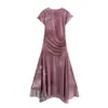 Moda Europeia e Americana Transfronteiriça Pele Verão 2025 Nova Moda Gola Alta Sem Mangas Vestido Midi Elegante Saia Cintura