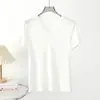 Tencel Linho Toque Fresco Gola V Manga Curta Feminina 2026 Nova Slim-Fit Versátil Camiseta Atacado