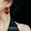 Pendientes Vintage Ligeros Medianos Antiguos Industria Pesada Retro Rojo Vino Amor Exagerados Estilo Hong Kong Francés Artísticos de Gama Alta