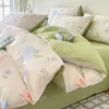 Modelo 13070A Mais Vendido em Transmissão ao Vivo 2026 Conjunto de Lençol de Cama Estampado e Lençol com Elástico de Algodão Puro Quatro Peças com Design Fresco e Simples