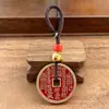 Pingente de Moeda de Dinheiro Shangui de Longhushan, Chaveiro de Cinábrio, Amuleto Bagua de Latão Taoísta, Chaveiro Estilo Antigo