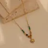 Lele Jewelry Sol Colorido Contas Novo Design em Aço Inoxidável Corrente para Clavícula Exquisita Pedra Natural Colar para Suéter
