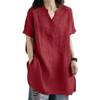 Pedido original de comercio exterior Exportación Camisa de lino retro artística para mujer Casual Largo medio
