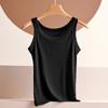 Colete básico feminino de algodão modal com fios e cor sólida, sem mangas, plus size