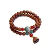 Popular Madera de Durazno Vieja de Taishan Pulsera de Loto de Doble Círculo de Buena Suerte de 8 mm para Hombres y Mujeres, Pulsera Artesanal Cultural, Suministro para Transmisión en Vivo