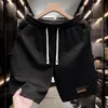 Pantalones Cortos de Seda de Hielo para Hombre, Verano de Secado Rápido Finos de Corte Holgado Versátiles Casual Jacquard Deportivos con Cordón Pantalones Cortos de Playa Modernos
