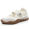 Miu* 2026 Primavera Novos Tênis Esportivos Casuais com Velcro para Mulheres Couro Genuíno Solado Grosso Bico Redondo Mary Janes para o Dia a Dia