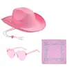 Fantasia Chapéu de Cowboy Rosa Festa Jeans Série Rosa Venda Quente Transfronteiriça Chapéu de Cowboy Pena Rosa