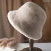 Chapéu de Pelo Sintético de Vison para Mulheres, Espessado e Quente para Outono e Inverno, Chapéu de Pescador, Chapéu Quente Macio e Fofo com Proteção para Orelhas