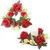 Corona de Vela Transfronteriza Flor de Rosa Día de San Valentín Mesa Flor Artificial Decoración de Fiesta Portavelas Adornos