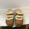 Pantuflas de moda estilo coreano para exteriores, peludas, slip-on, suela gruesa, cálidas, 2026, suela suave, Mary Jane, pantuflas de algodón para mujer