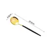 Cuchara de Acero Inoxidable Portuguesa Cuchara Doméstica para Comer Mango Largo Cuchara para Sopa Cuchara Redonda Grande Cuchara Espesada de Celebridad de Internet Puede Grabar Láser LOGO