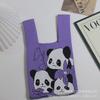 Bolso de punto con diseño de panda y flores de Internet Celebrant, nuevo bolso de muñeca con estampado de panda, bolso de mano, bolso de regalo, bolso de mano tejido.