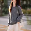 Novo Estilo Outono Inicial Top Base de Malha com Mistura de Lã de Cordeiro, Caxemira e Seda para Mulheres Ajuste Slim Top com Processo Escovado