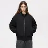 Jaqueta de piloto azul marinho com gola alta transfronteiriça masculina primavera e outono jaqueta curta americana jaqueta de baseball de nicho high street para casais