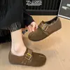 Cuero Genuino Estilo Retro Suela Súper Suave Cómodas para los Pies Cobertura Total Zapatos Birkenstock Zapatos de Mujer Más Terciopelo Segunda Capa Zapatos de Algodón Mocasines sin Cordones