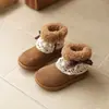 Botas Birkenstock Estilo Pequeno Fragrante Ins Outono e Inverno 2026 Novas Botas Femininas Estilo Coreano com Laço de Renda e Botas Curtas de Lã
