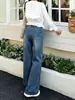 Jeans de estilo retro, corte ajustado, pierna ancha con adornos de pedrería para mujer, nueva colección otoño/invierno 2026, con diseño de cintura alta y corte recto hasta el suelo