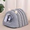 Cama de invierno para perro, cálida, cojín para mascotas semi-cerrado para perros pequeños y medianos, apta para todas las estaciones, extraíble y lavable