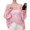 Suéter de Punto de Lana Calado de Verano para Mujer, Delgado, Estilo Holgazán, Estilo Occidental, Suéter Holgado, Blusa Protector Solar, Abrigo, Top