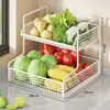 Estante de Almacenamiento de Verduras para Cocina, Cesta de Verduras de Doble Capa para Colocar Verduras en la Encimera, Cesta de Almacenamiento de Verduras Frescas para Encimera del Hogar, Cesta Escurridora