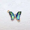 Colgante de Mariposa con Incrustaciones de Zirconia Dorada Recubierta de Cobre 18k Accesorios para Joyería DIY Pulsera Collar Material Hecho a Mano Doble Colgante Oblicuo Tamaño Pequeño