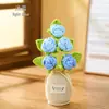 Planta de rosa artificial tejida en maceta, producto terminado hecho a mano a crochet, flor artificial para decoración de escritorio en casa, venta al por mayor de regalos, flor de hilo