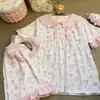 Pijama de Muñeca Linda de Dibujos Animados con Cuello para Mujer, Nuevo Conjunto de Pantalones Cortos de Manga Corta, Ropa de Casa de Estilo Coreano de Verano para Usar como Exterior