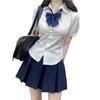 Jk Cintura Camisa Uniforme Top Manga Corta Original Genuino Verano Estilo Universitario Manga Burbuja Camisa Blanca traje