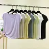 Camiseta de Verão Novo Estilo com Decote V e Manga Curta para Mulheres, Top Casual Justo ao Corpo, Camisa Fina e Versátil de Cor Sólida para Camadas