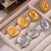 Pendientes de moda, ligeros, de lujo, sencillos, personalizados, con diseño de costura de múltiples capas, geométricos, ovalados, de acero de titanio, chapados en oro.