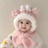 Chapéu infantil cachecol do bebê integrado outono e inverno boné super fofo para meninos e meninas engrossado tampa de proteção auricular quente para bebês