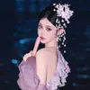 Nuevo Estilo Chino Flor de Lirio del Valle Morada Borla Pasador Súper Hada Flor Artificial para el Cabello Tocados para Novia Vestido de Brindis Joyería Atmosférica