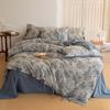 Conjunto de Quatro Peças em Fio de Algodão Dupla Camada Classe A Estilo Vintage Maillard Lençol de Cama 100% Algodão Colcha e Capa de Edredom Roupa de Cama Jardim de Monet