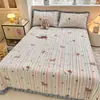 Cobertor de Cama de Lã de Leite Espessado Conjunto de Três Peças Outono e Inverno Estilo Renda Quente Lençol Antiderrapante Capa de Colchão Capa Kang Atacado
