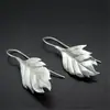 Brincos de Prata Esterlina S925, Artesanato Tailandês, Brincos de Pena, Joias Longas de Folha Modernas e Elegantes, Brincos Femininos para Atacado