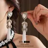 Brincos Exagerados Vintage da Antiguidade Média com Pino de Prata, Borla de Diamante, Brincos de Pérola, Luxo Leve, High-end, Brincos de Indústria Pesada para Mulheres