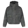 Zuo Shan Diao Jaqueta de Algodão com Capuz Espessa Masculina Inverno Marca Tendência Lavada Vintage Desgastada Rasgada Jeans Algodão Jaqueta Punk